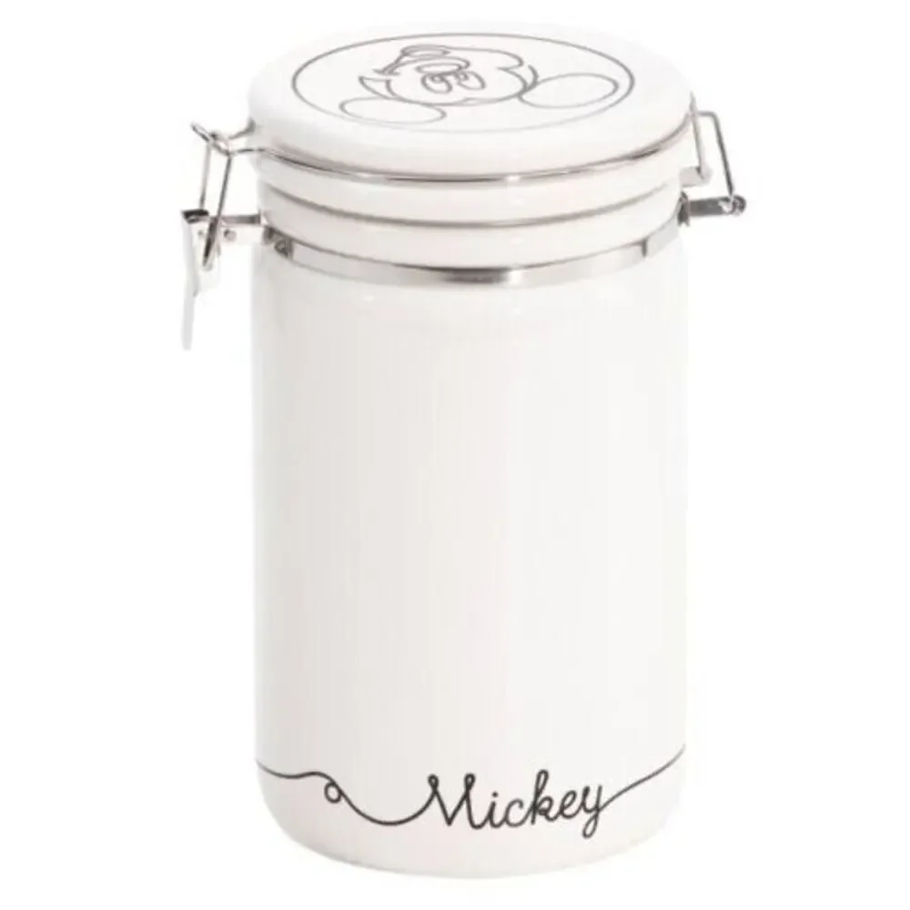 Disney Mickey Mouse 8” Linear Hinge Cookie Jar Canister Container Black White N